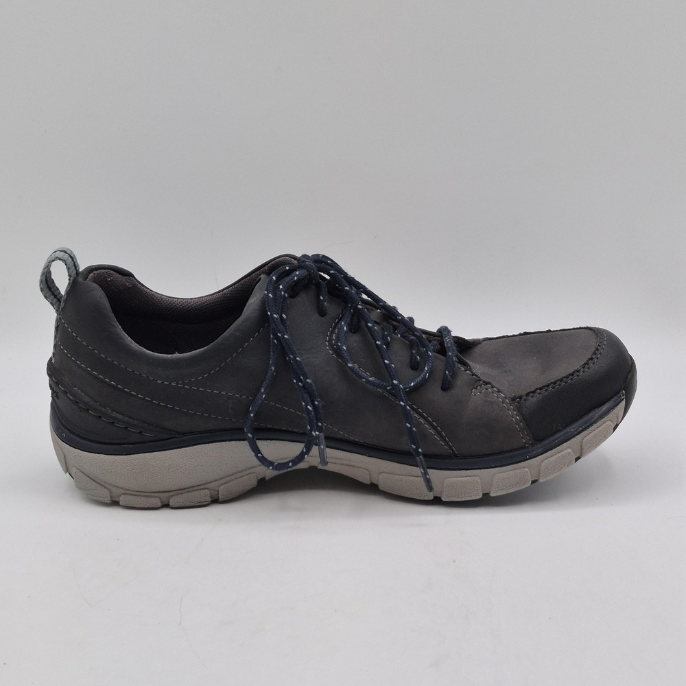 Clarks‎ WaveWalk Shoes Womens Size 7.5 Gray Leather Walking Comfort Lace Up - Picture 2 of 12